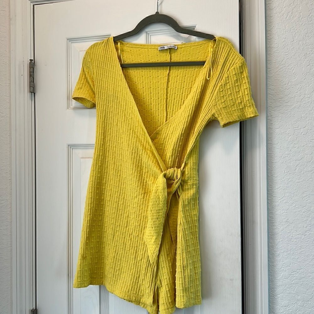 Yellow Mini Dress - Summer Cute Dress - Size Small - Zara Wrap Dress